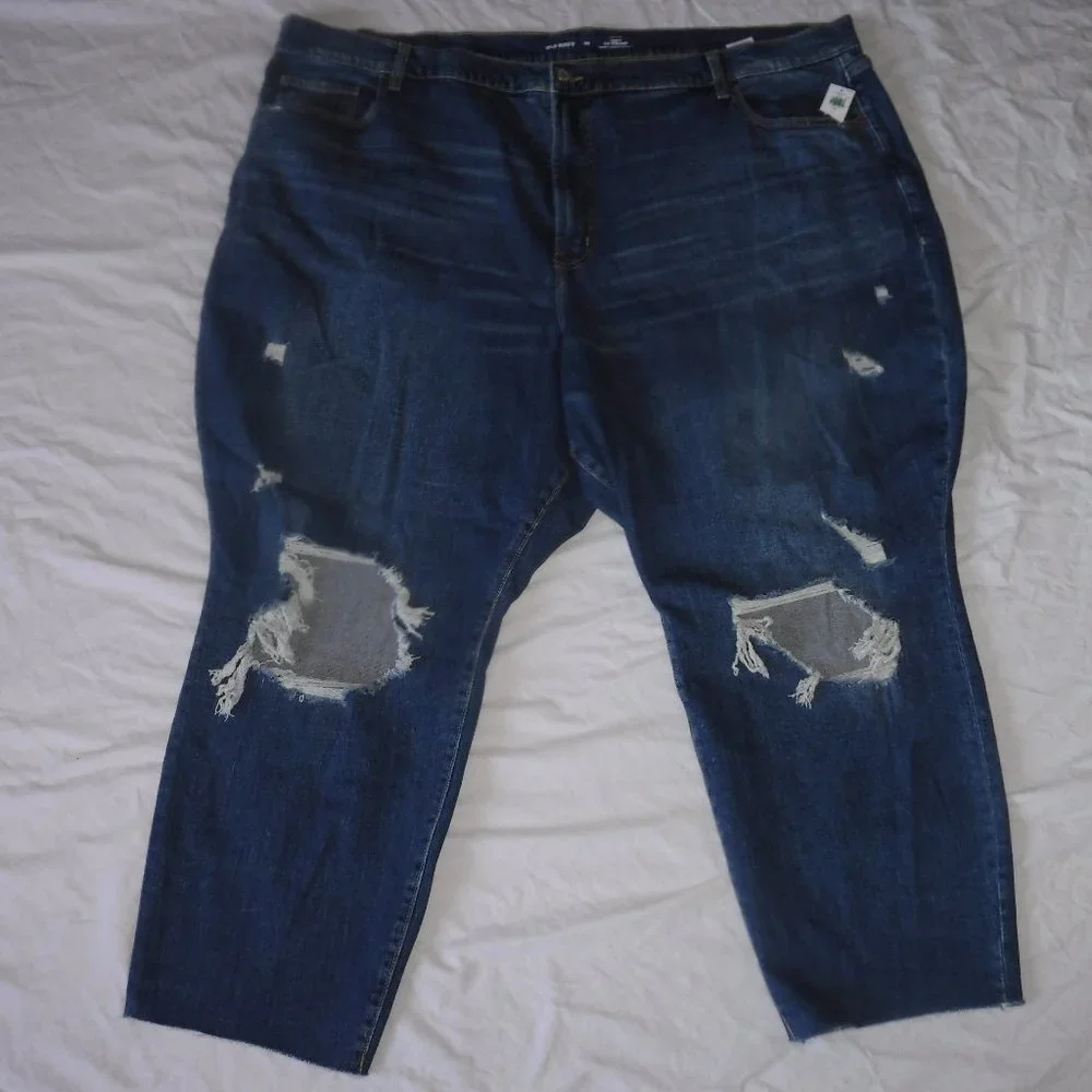 NWT Lot of 2 Old Navy High Rise Curvy OG Straight Distressed Jeans Plus sz 30